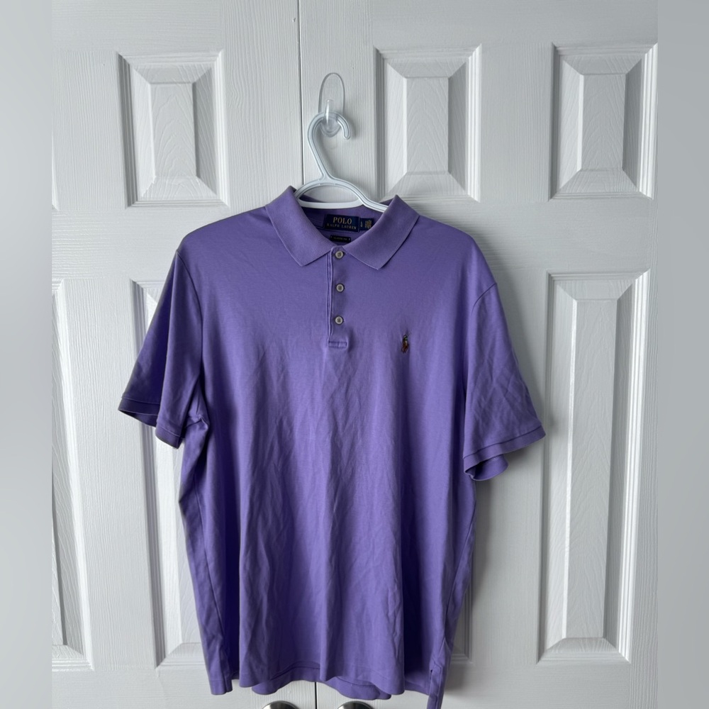 Polo Ralph Lauren Purple Polo Shirt L Multicolor Pony Logo 100% Cotton - Picture 2 of 5